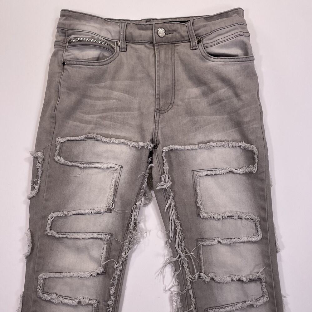 Rockstar Original Jeans Mens 32 (30) Gray Denim Pants Shake Stacked Distressed